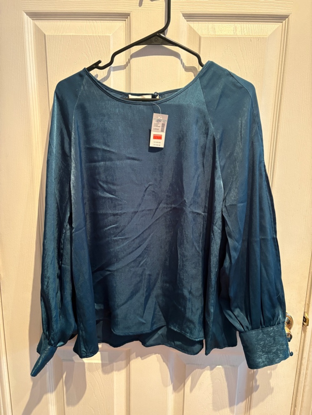 Maurices Teal Satin Long Sleeve Blouse